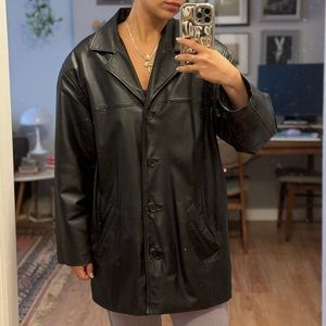 Vintage genuine leather oversized blazer jacket